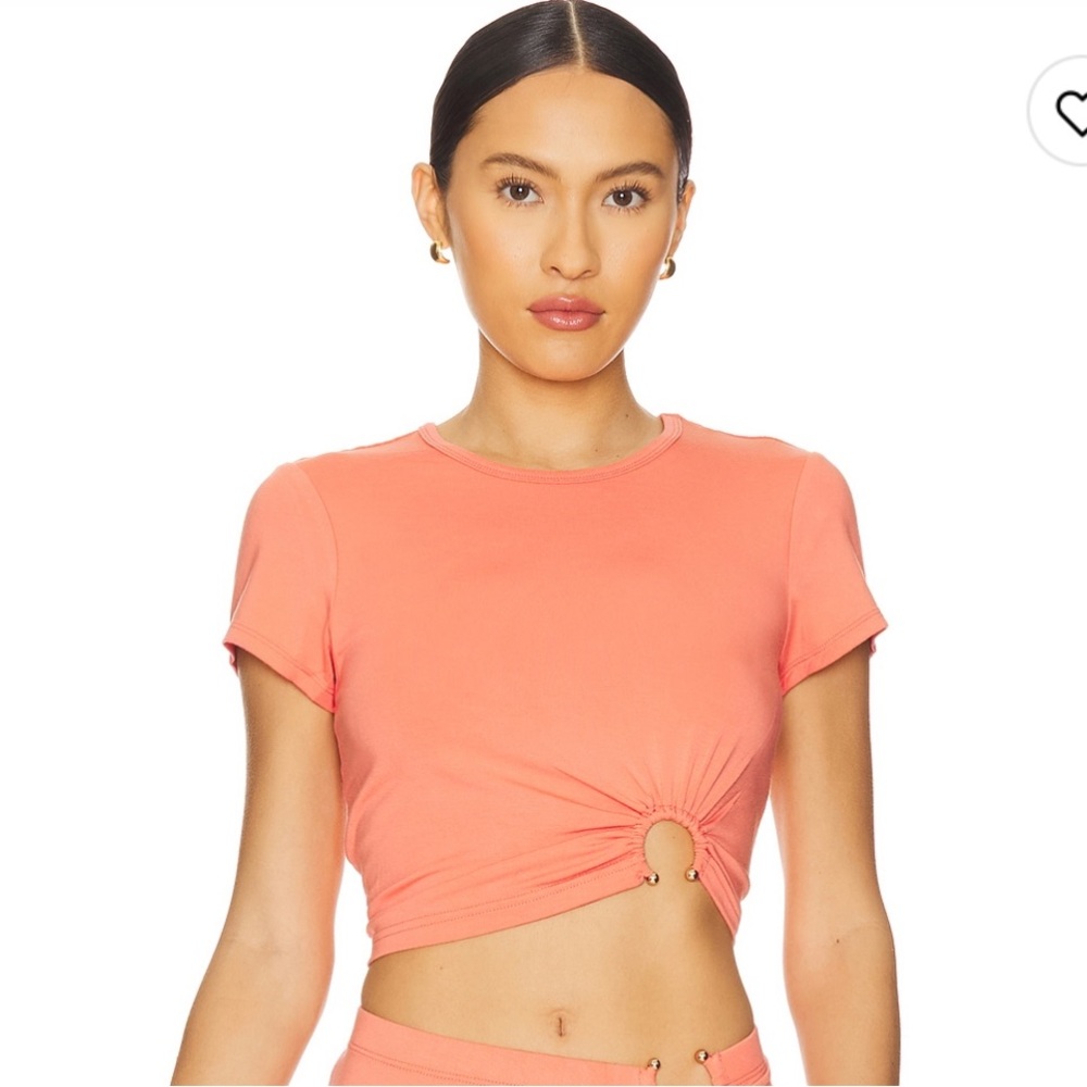 GOOD AMERICAN Coral Cut-Out Crop Top Size Small